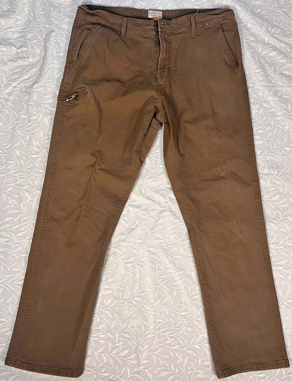 Weatherproof Vintage Mens 38x32 Brown Canvas Workwear Utility Pants Thigh Pockt